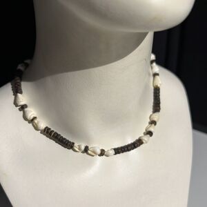 Bundle Sale 3 for $15 | Brown Bead & Tulip Shell Chocker Necklace